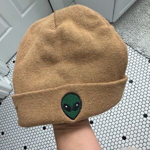 Osfm Tan Beanie with Alien Patch
